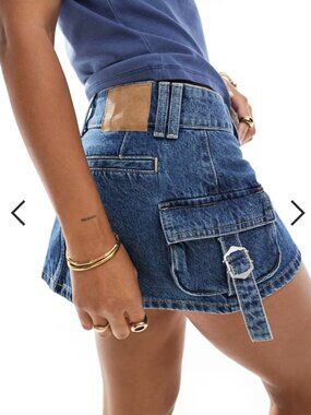 Cotton On Cargo Utility Denim Mini Skirt Size 26 Season Must Have